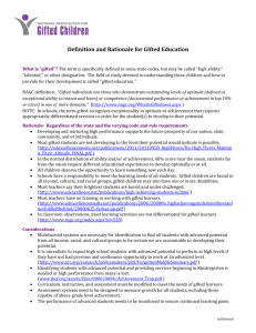 Definition and Rationale for Gifted Education