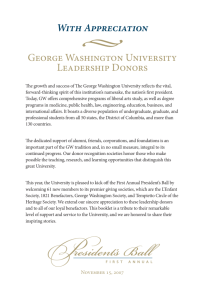 With Appreciation George Washington University Leadership Donors