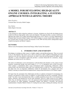 A MODEL FOR DEVELOPING HIGH-QUALITY ONLINE COURSES