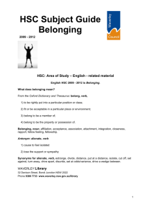 HSC Subject Guide Belonging