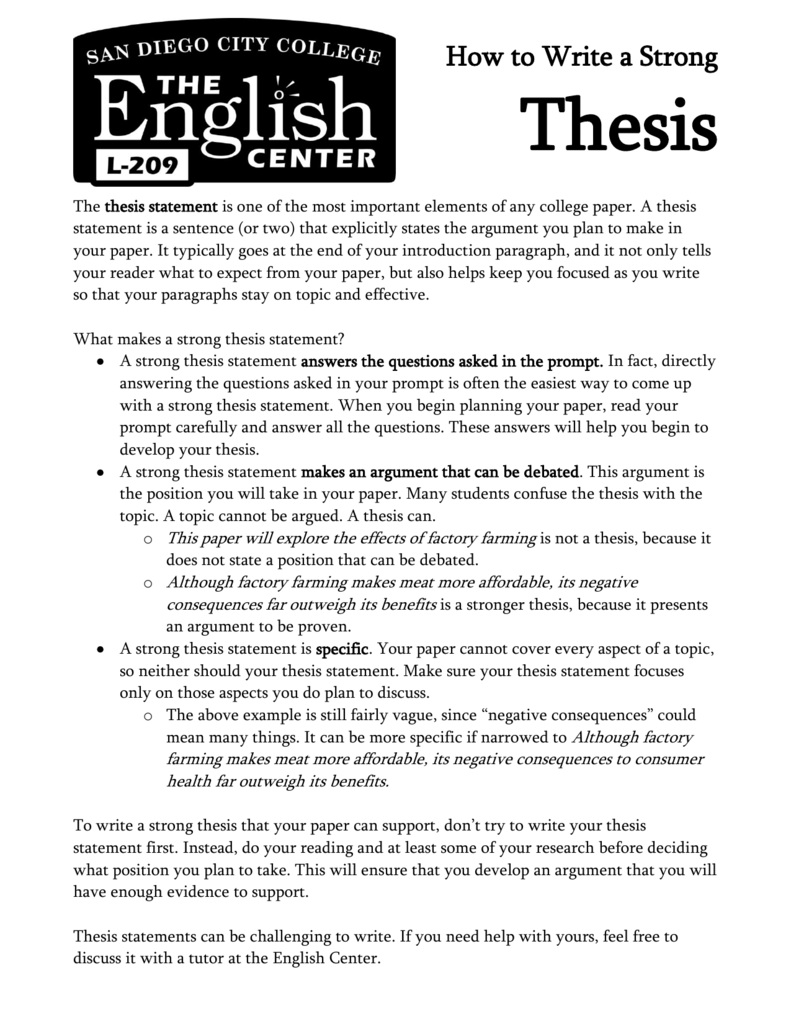 How to Write a Strong Thesis