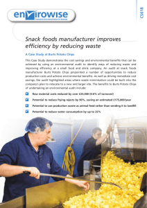 Snack foods manufacturer improves efficiency by reducing