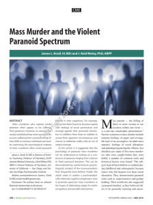Mass Murder and the Violent Paranoid Spectrum
