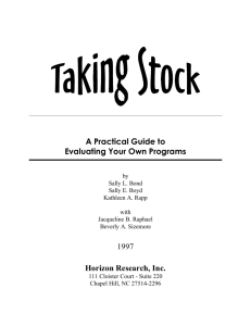 Taking Stock: A Practical Guide to Evaluating Your Own Programs