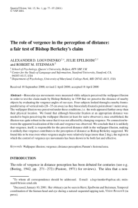 The role of vergence in the perception of distance