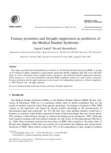 Fantasy proneness and thought suppression as predictors of the