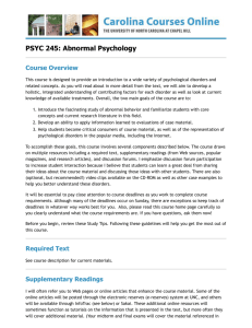 PSYC 245: Abnormal Psychology