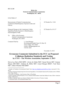Erroneous Comments Submitted to the FCC on Proposed Cellphone