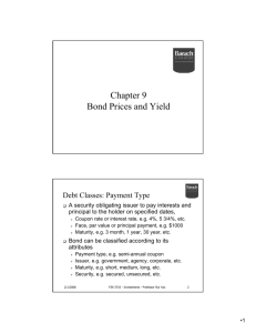 Chapter 9 Bond Prices and Yield