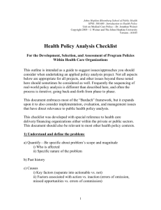 Health Policy Analysis Checklist - Johns Hopkins Bloomberg School