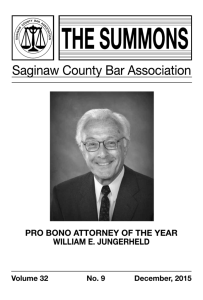 Vol. 32 No. 9 December 2015 - Saginaw County Bar Association