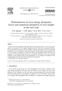 Determination of wave energy dissipation factor and numerical