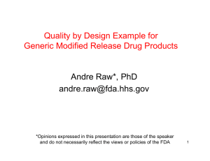 Quality by Design Example for Generic Modified Release Drug