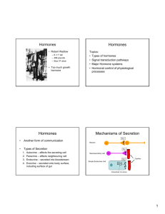Hormones Hormones Mechanisms of Secretion