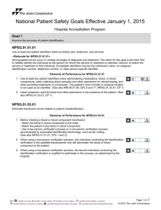 2015 National Patient Safety Goals - Hospital