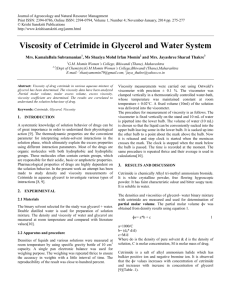 Viscosity of Cetrimide in Glycerol and Water