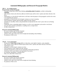 Annotated Bibliography and Research Paragraph Rubric