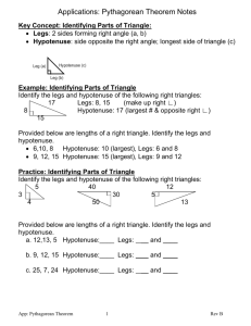 Applications: Pythagorean Theorem Notes