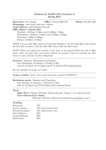 Syllabus for MATH 1271 (Calculus I) Spring 2014 Instructor: Scot