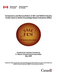 Comparison and Reconciliation of SIC and NAICS Industry Codes