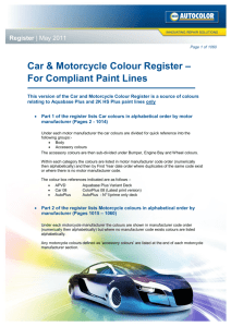 Car & Motorcycle Colour Register – For Compliant Paint Lines