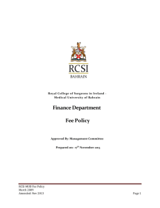 Finance Department Fee Policy - Medical University of Bahrain