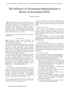 The Influence of Accounting Implementation to Return on Investment