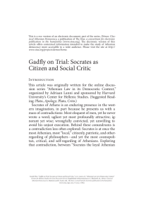 Gadfly on Trial: Socrates as Citizen and Social Critic