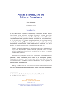 Arendt, Socrates, and the Ethics of Conscience