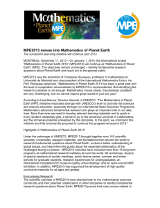 MPE2013 moves into Mathematics of Planet Earth