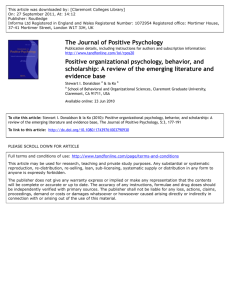 Positive organizational psychology, behavior, and scholarship: A