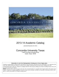 2013-14 Academic Catalog Concordia University Texas