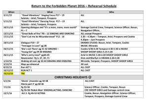 Return to the Forbidden Planet 2016 – Rehearsal Schedule