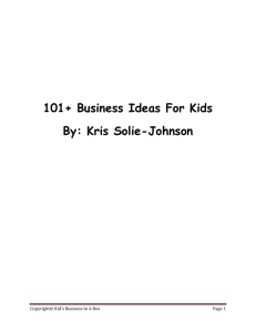 101+ Business Ideas For Kids By: Kris Solie