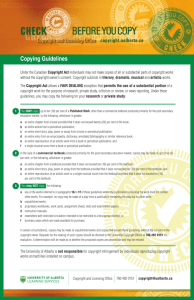 Copying Guidelines - University of Alberta Copyright Information