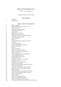 bills of exchange act - Attorney General's Office