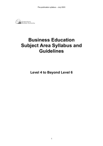 Business Education Subject Area Syllabus and Guidelines