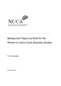 Background Paper and Brief for Junior Cycle Business Studies