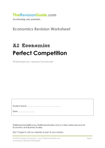 Perfect Competition - The Revision Guide