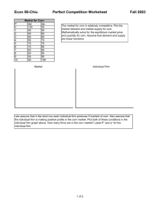Econ 98-Chiu Perfect Competition Worksheet Fall 2003
