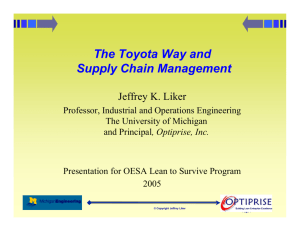 The Toyota Way and Supply Chain Management