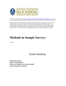 Cluster Sampling - Johns Hopkins Bloomberg School of Public Health