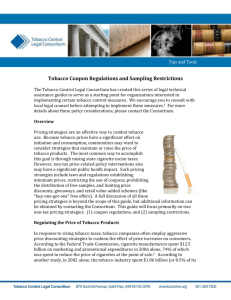 Tobacco Coupon Regulations and Sampling Restrictions