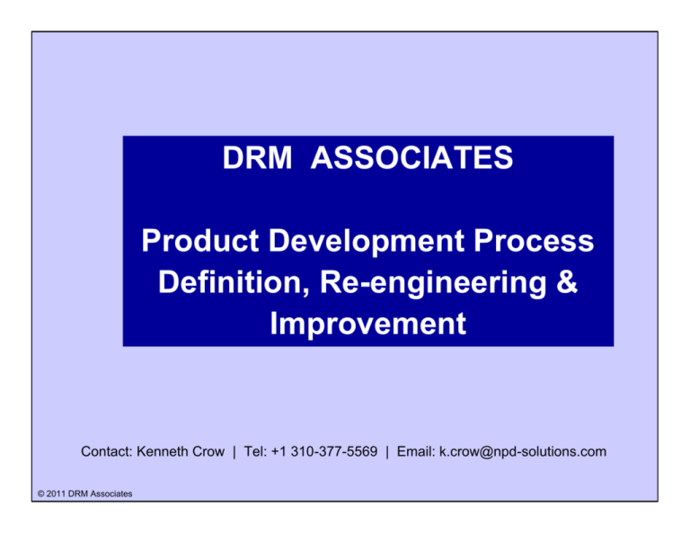 DRM ASSOCIATES Product Development Process Definition, Re