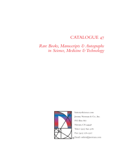 CATALOGUE 47 Rare Books, Manuscripts & Autographs in Science