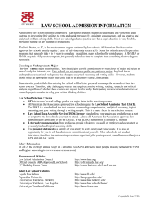 LAW SCHOOL ADMISSION INFORMATION