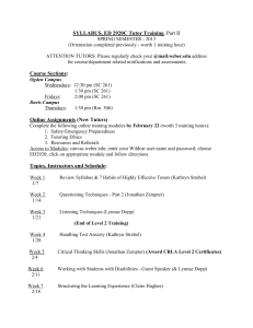 SYLLABUS, ED 2920C Tutor Training, Part II Course Sections