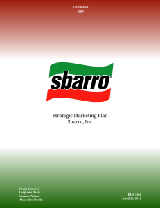 Strategic Marketing Plan Sbarro, Inc.
