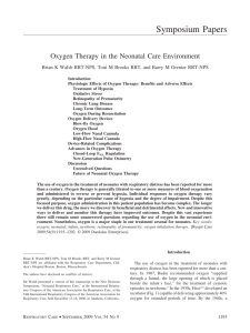 Oxygen Therapy in the Neonatal Care Environment