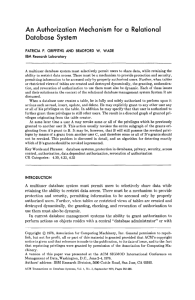 An Authorization Mechanism for a Relational Database System